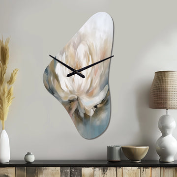 White Lotus Floral Melodies - Asymmetric Metal Wall Clock